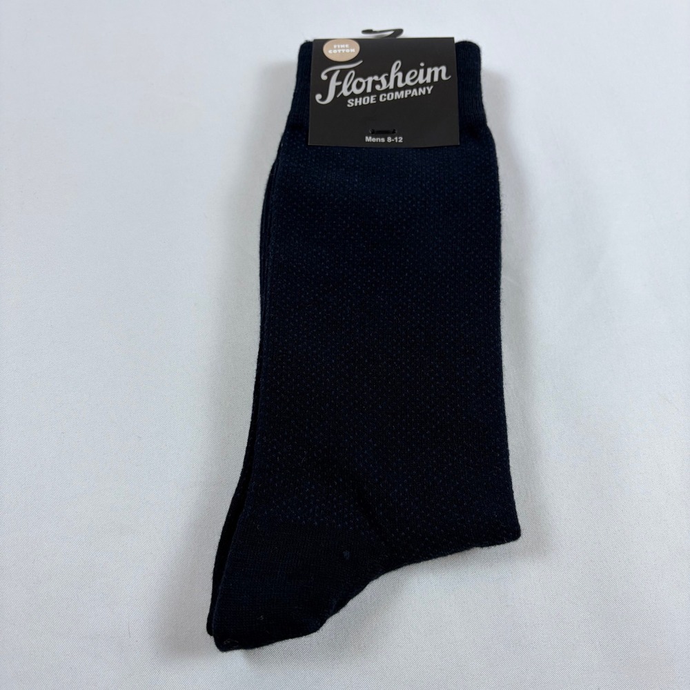 Florsheim Mens Black Pindot Fine Cotton Dress Socks 8-12 9051-410